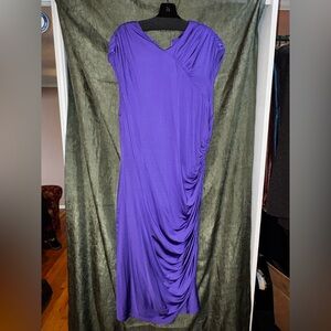 Elie Tahari V-Neck Purple Ruched Maxi Dress